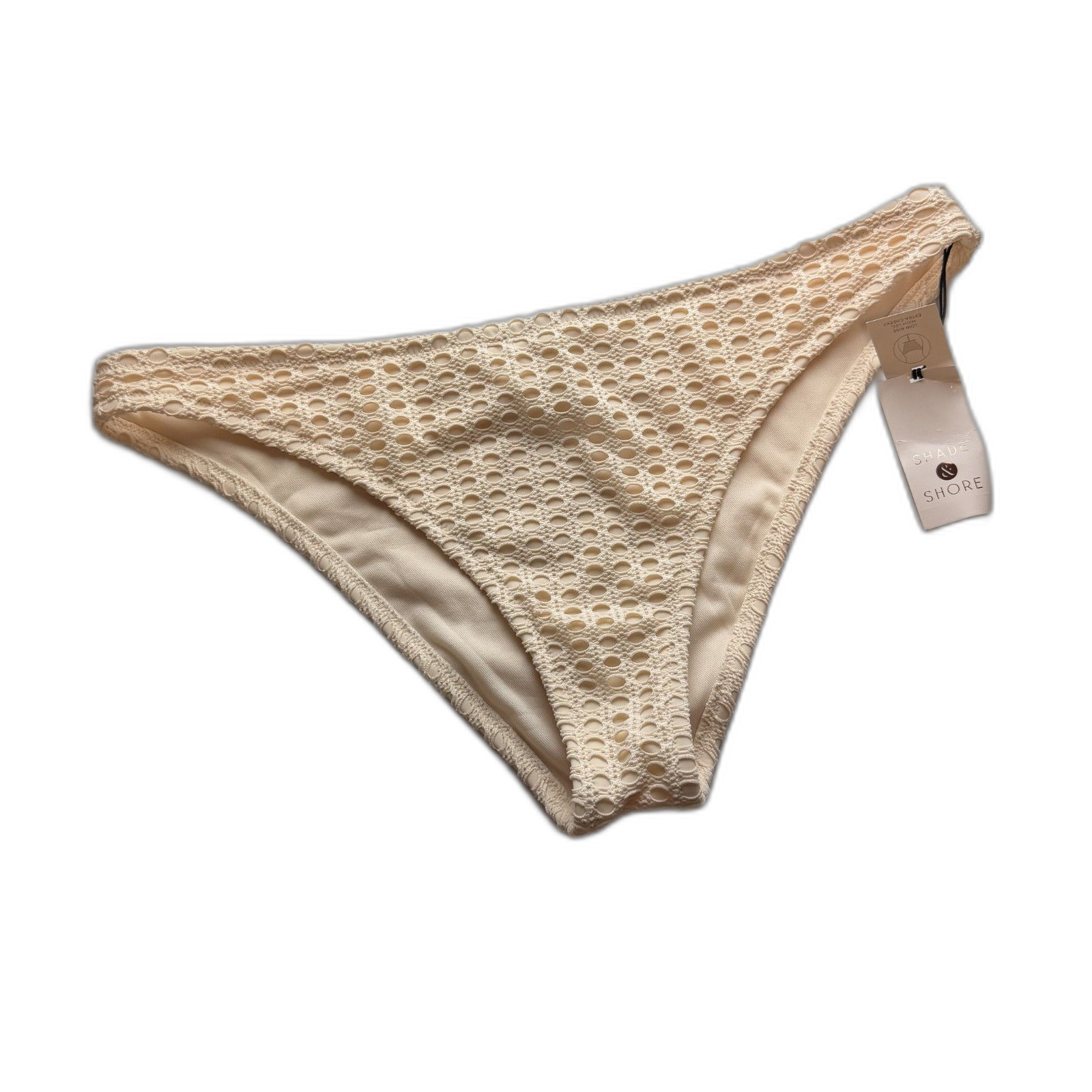 Nwt Shade & Shore Cream Crochet Eyelet Bikini Bottoms Womenâs Large (12-14)